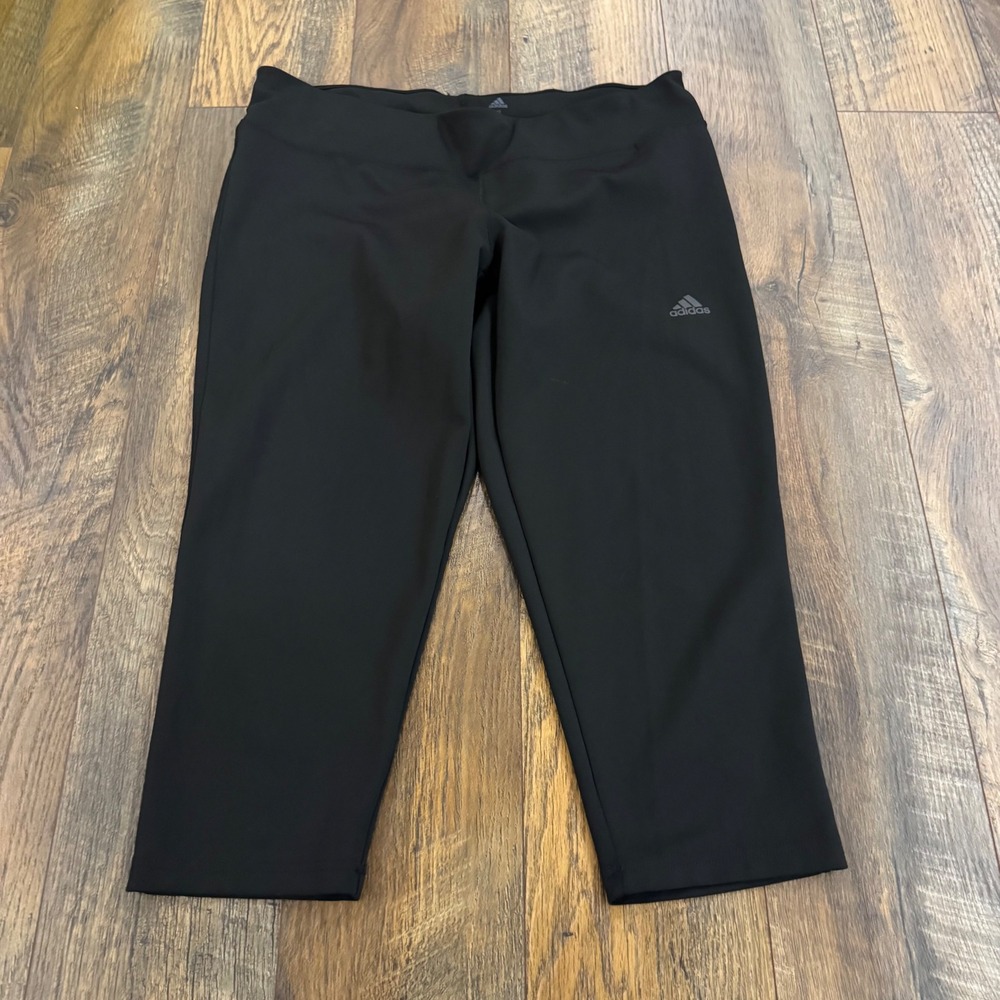 Adidas Climalite Black Cropped Leggings Womens XL Athletic Capri Running Pants